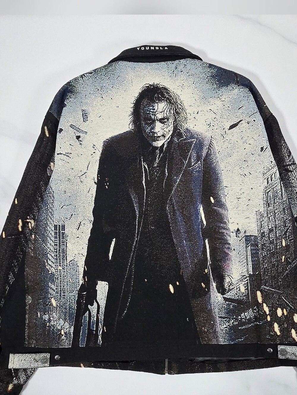 YoungLA Batman Joker T1 The Dark Knight Limited Edition Tapestry AOP Jacket • XL